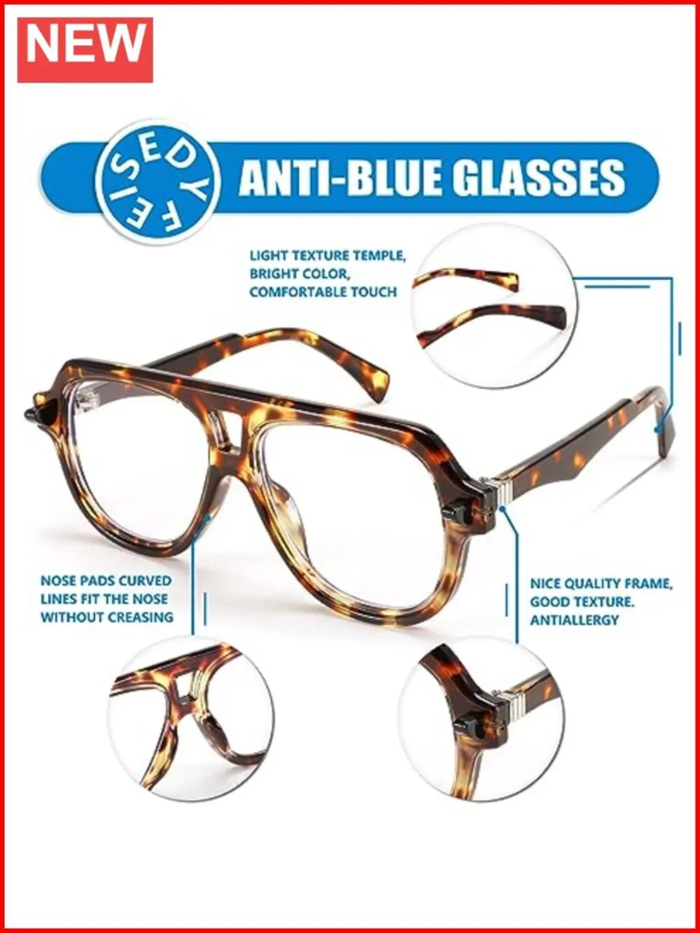 Blue Light Blocking Aviator Glasses Anti Glare Computer Eyeglasses
